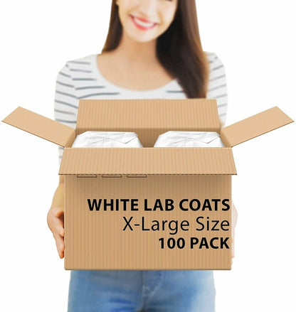 Pack of 10 White Lab Coats Unisex XXXL Size. 35 GSM Disposable