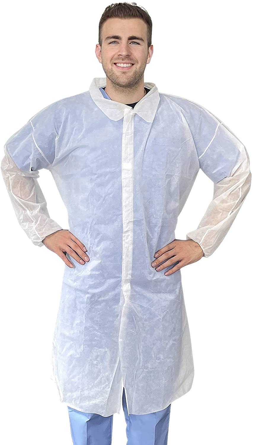 Set van 10 witte laboratoriumjassen, unisex maat XXXL. 35 GSM beschikbaar