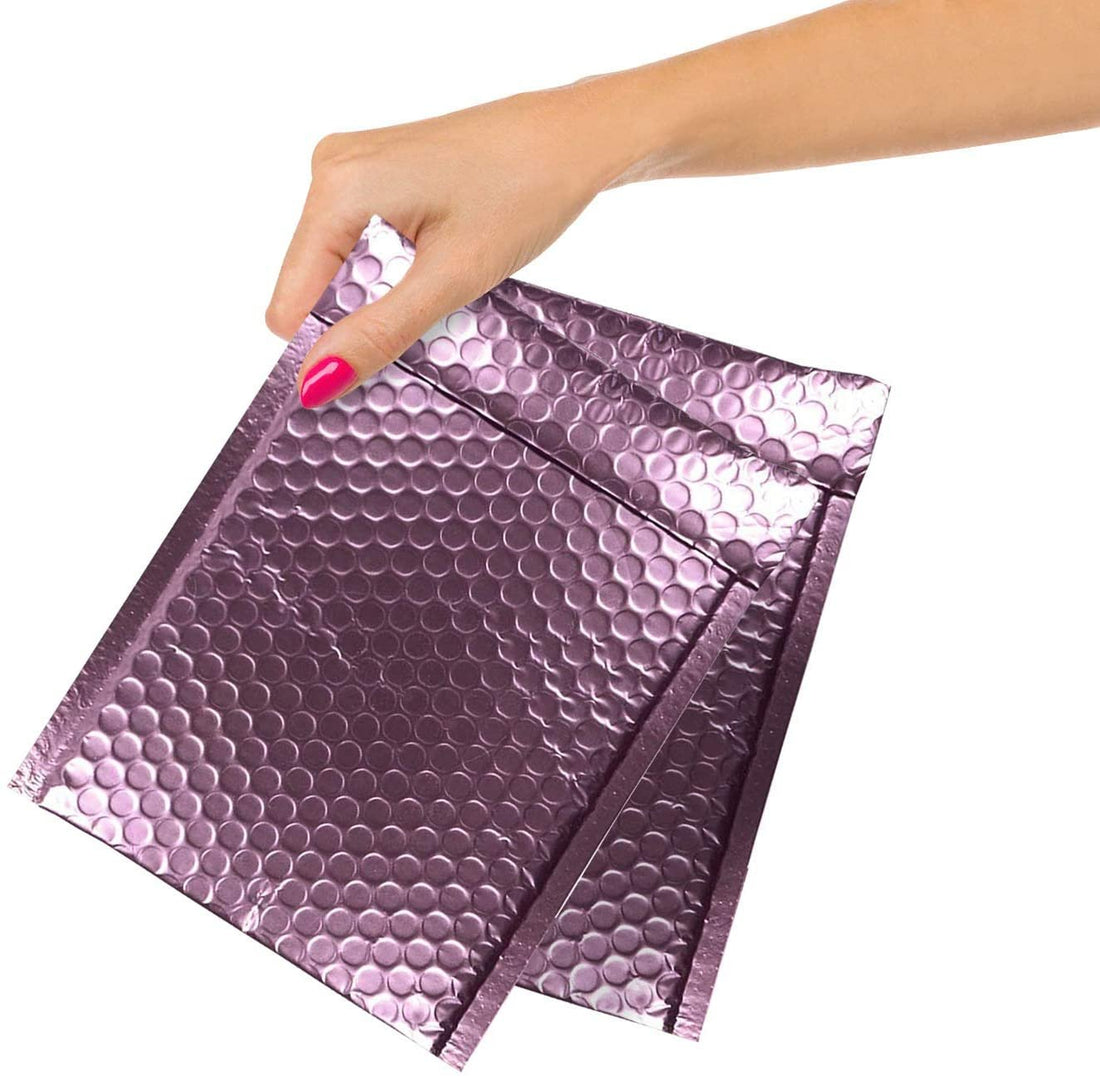 Metallic Purple Bubble Mailers 6 x 9, Poly Padded Envelopes Pack of