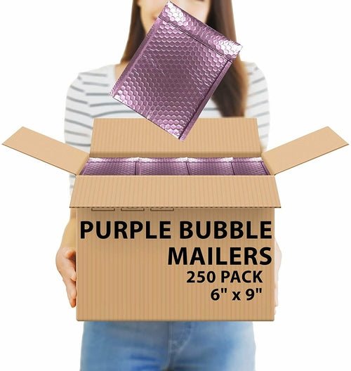 Metallic Purple Bubble Mailers 6 x 9, Poly Padded Envelopes Pack of