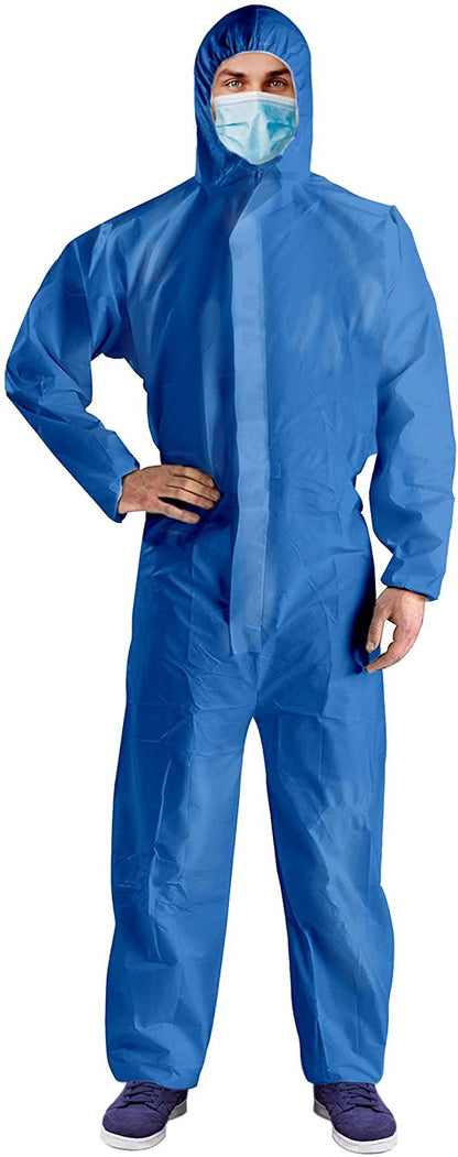 Disposable Coverall. Blue Hazmat Suit X-Large, Adult Protective Suits