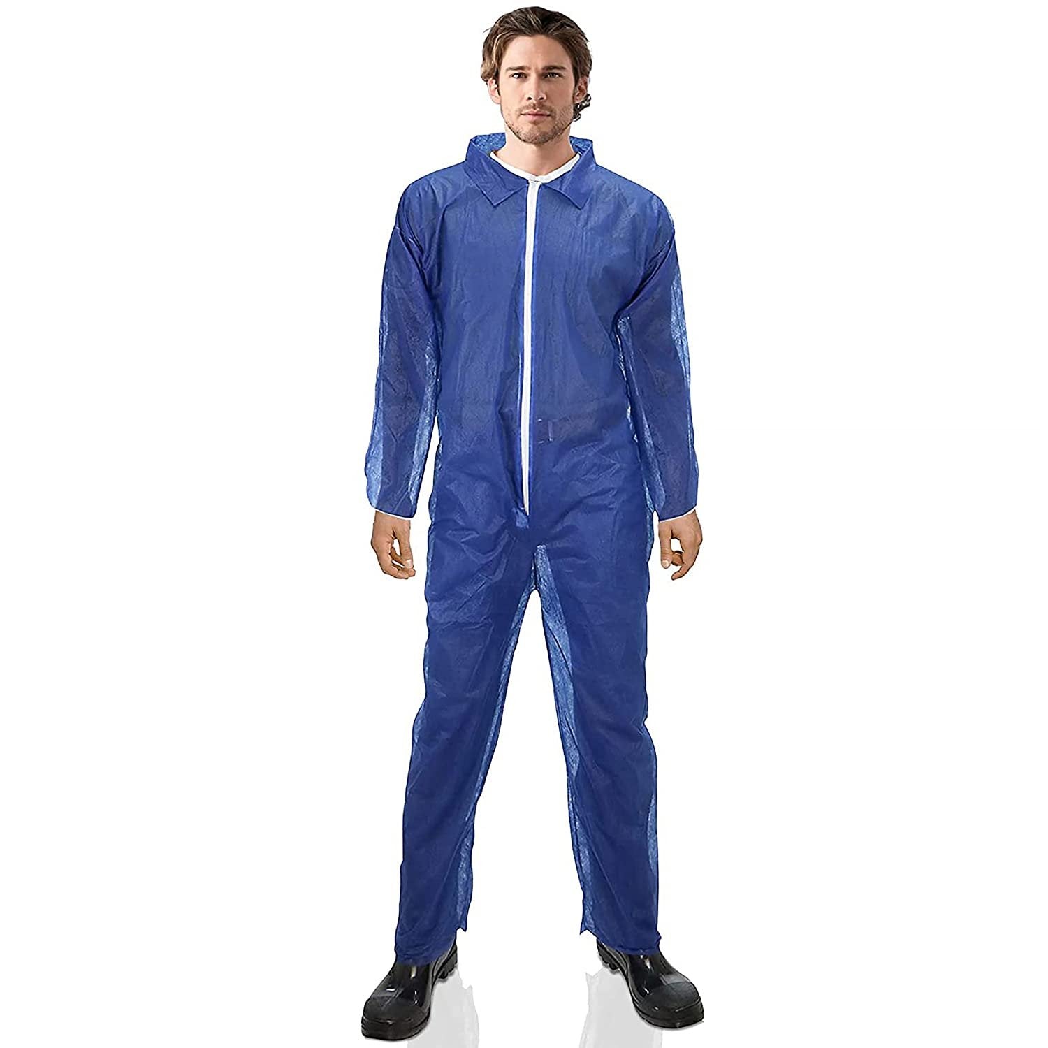 Hazmat Suits, Disposable Coveralls 3X-Large. Navy Blue Paint Suit,