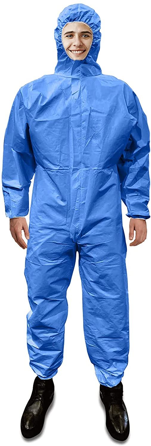 Disposable Coverall. Blue Hazmat Suit X-Large, Adult Protective Suits