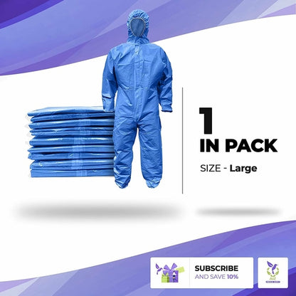 Disposable Coverall. Blue Hazmat Suit X-Large, Adult Protective Suits