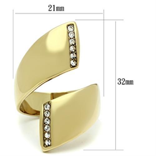 GL292 - IP Gold(Ion Plating) Brass Ring with Top Grade Crystal  in