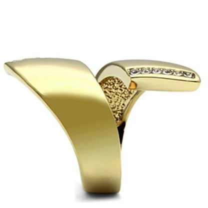 GL292 - IP-gouden (ionenplating) koperen ring met hoogwaardig kristal in