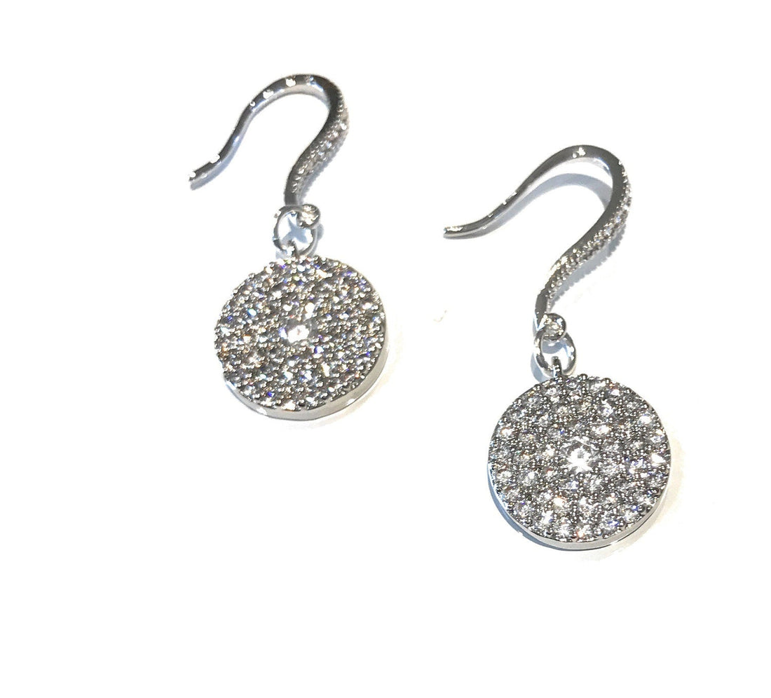 Bridal Disc Earrings, CZ Micro Pave Earrings, Circle Earrings, Gifts