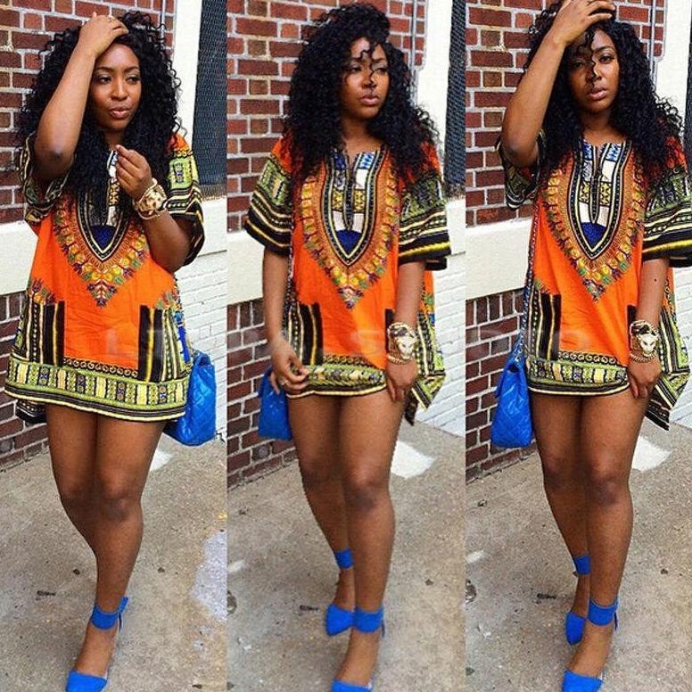 Orange African Dashiki Shirt / Dashiki wear