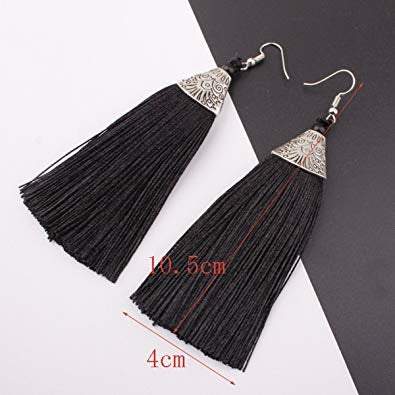 Tassel Earrings - African Black Tassel Thread Earrings