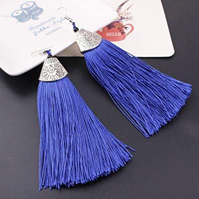 Black Tassel Earrings - drop and dangle thread African Earrings