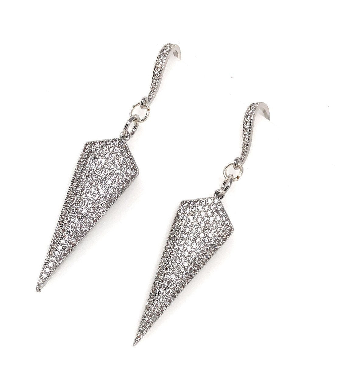 CZ Dangle Earrings, CZ Micro Pave Bridal Earrings, Gifts for Her,