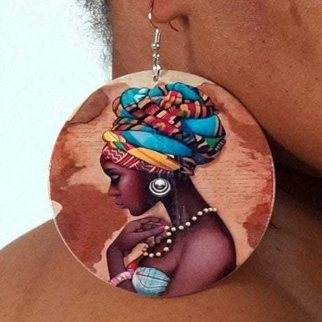 DIY  Earrings, wood African earrings Dangles Ethnic Traditional