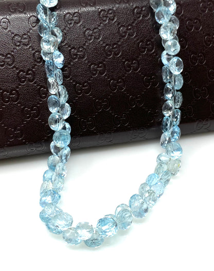 17.25” Genuine Sky Blue Topaz Necklace with Pave Diamond Clasp, Natura