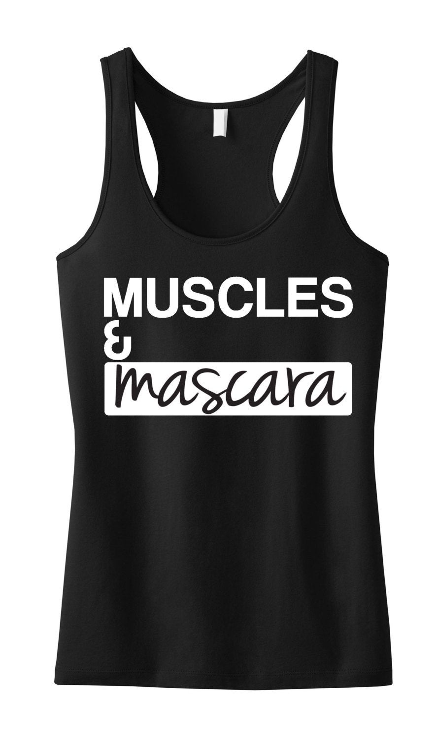 MUSCLES &amp; MASCARA Workout Tank Black with White