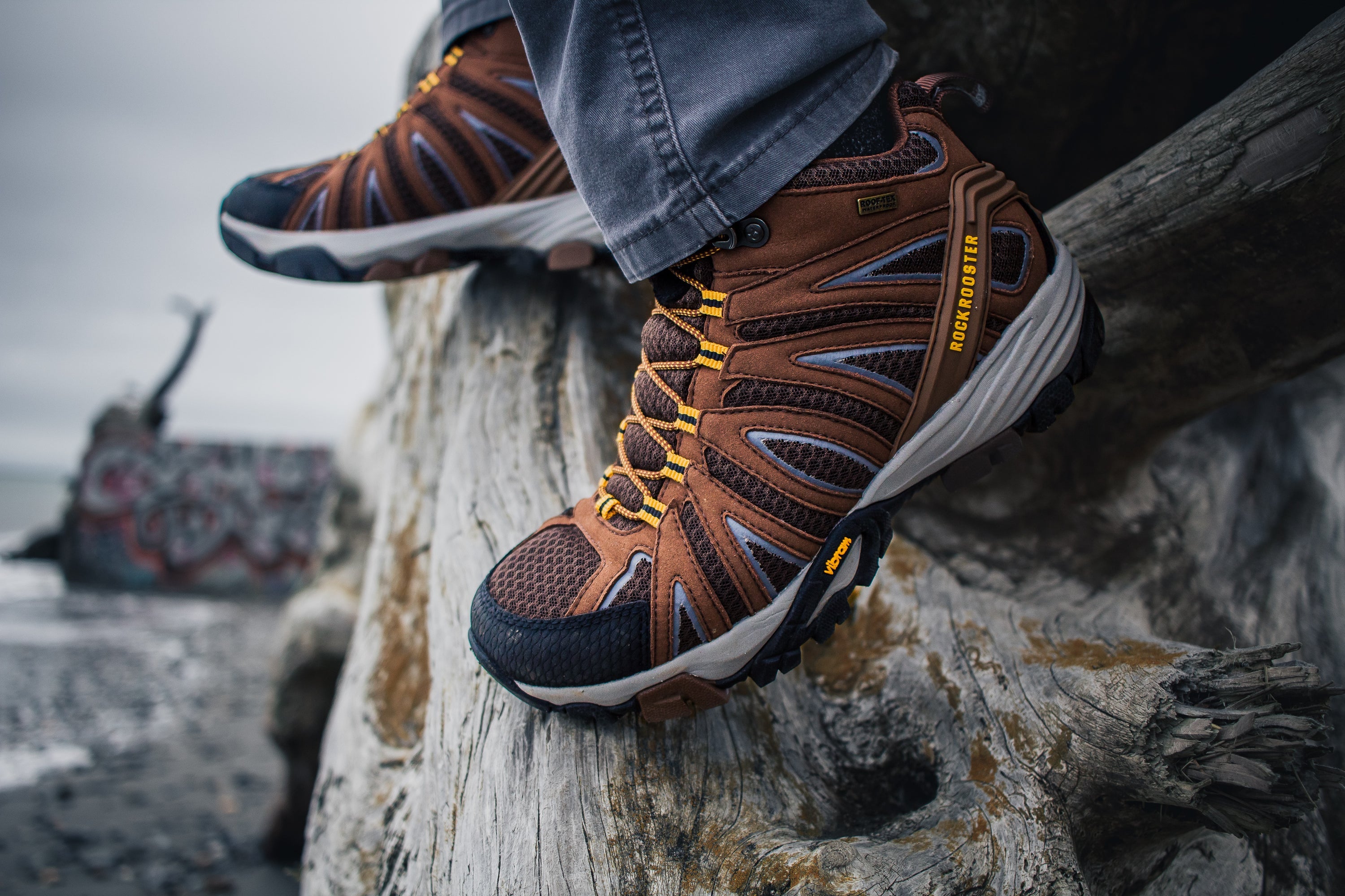 ROCKROOSTER Bedrock Bruine 6 inch waterdichte wandelschoenen met VIBRAM®