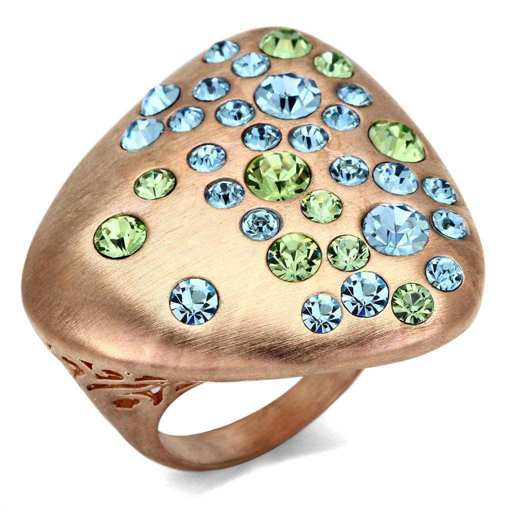 LO2535 Rose Gold Brass Ring with Top Grade Crystal