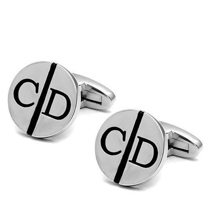 LO2556 - Rhodium Brass Cufflink with No Stone