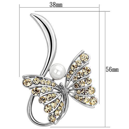 LO2765 - Imitation Rhodium White Metal Brooches with Synthetic Pearl