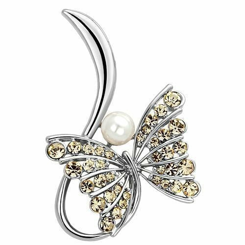 LO2765 - Imitation Rhodium White Metal Brooches with Synthetic Pearl