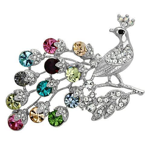 LO2769 - Imitation Rhodium White Metal Brooches with Top Grade Crystal