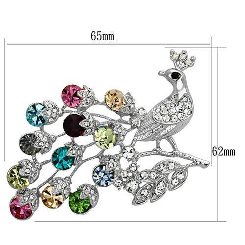 LO2769 - Imitation Rhodium White Metal Brooches with Top Grade Crystal