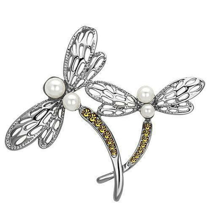 LO2836 - Imitation Rhodium White Metal Brooches with Synthetic Pearl