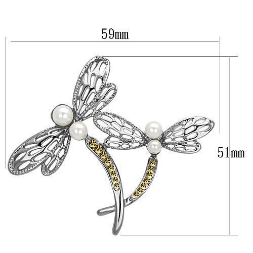 LO2836 - Imitation Rhodium White Metal Brooches with Synthetic Pearl