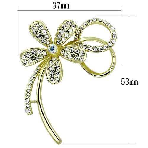 LO2924 - Flash Gold White Metal Brooches with Top Grade Crystal  in