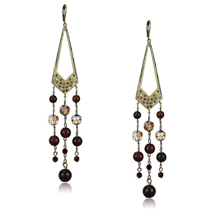 LO4186 - Antique Copper Brass Earrings with Assorted  in Multi Color