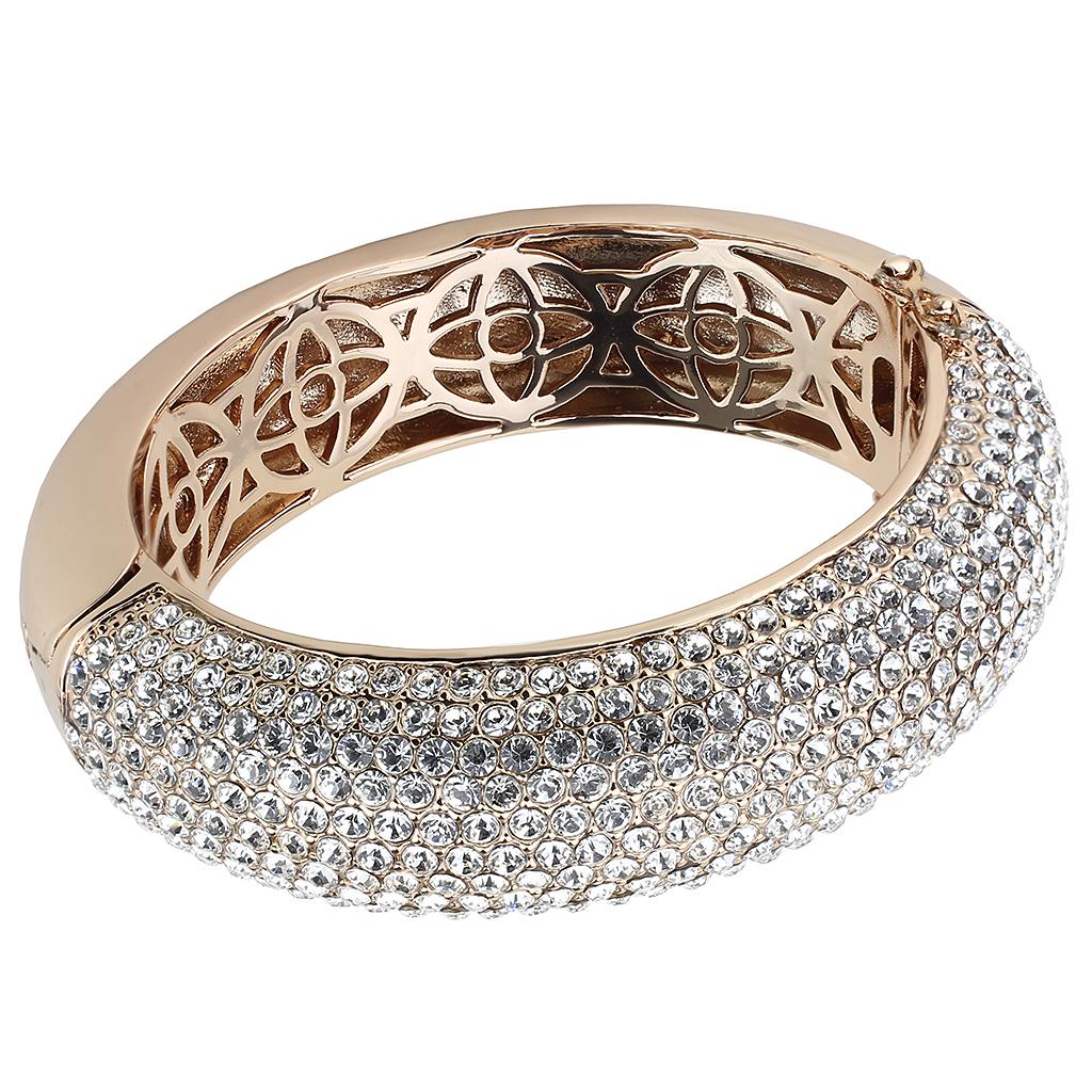 LO4269 - Rose Gold+e-coating Brass Bangle with Top Grade Crystal  in