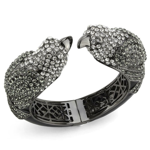 LO4333 - Ruthenium messing armband met hoogwaardig kristal in meerdere kleuren