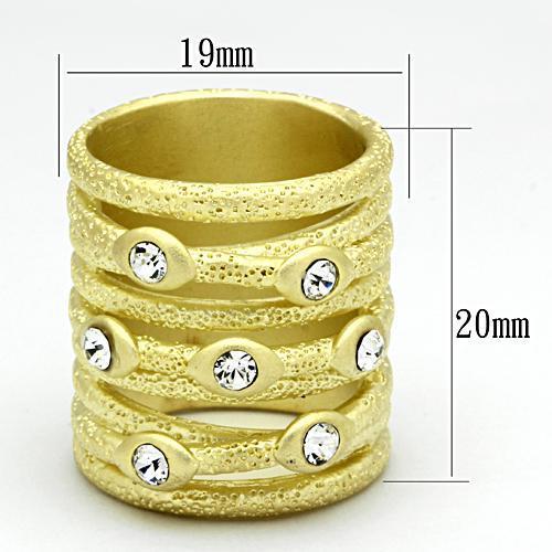 LOA833 - Matte Gold Brass Ring with Top Grade Crystal  in Clear