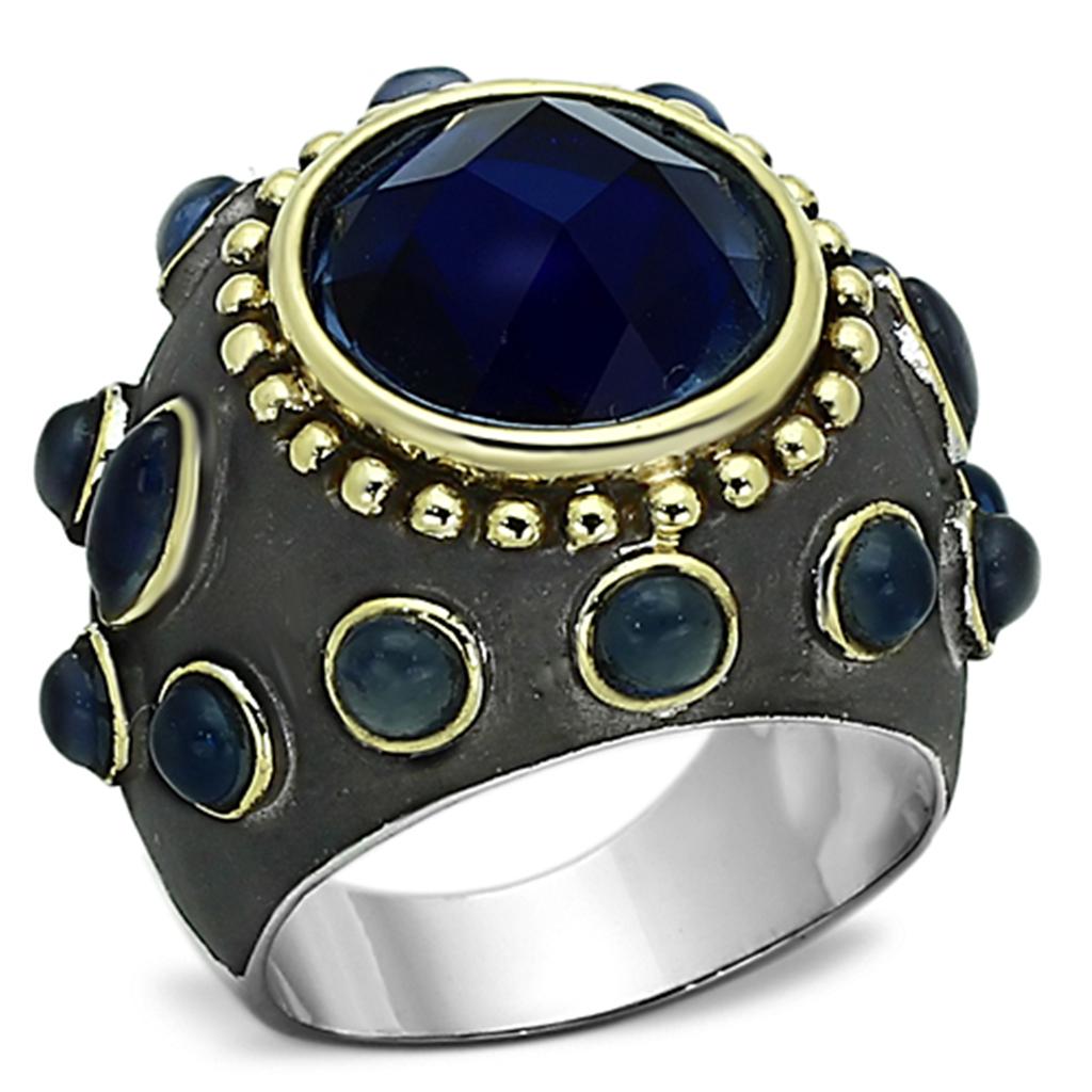 LOA880 - Reverse Two-Tone Brass Ring with Synthetic Synthetic Glass in