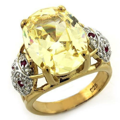 LOAS1143 - Gold 925 Sterling Silver Ring with AAA Grade CZ  in Citrine