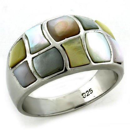 LOAS1172 - Rodium 925 sterling zilveren ring met edelsteen schelp