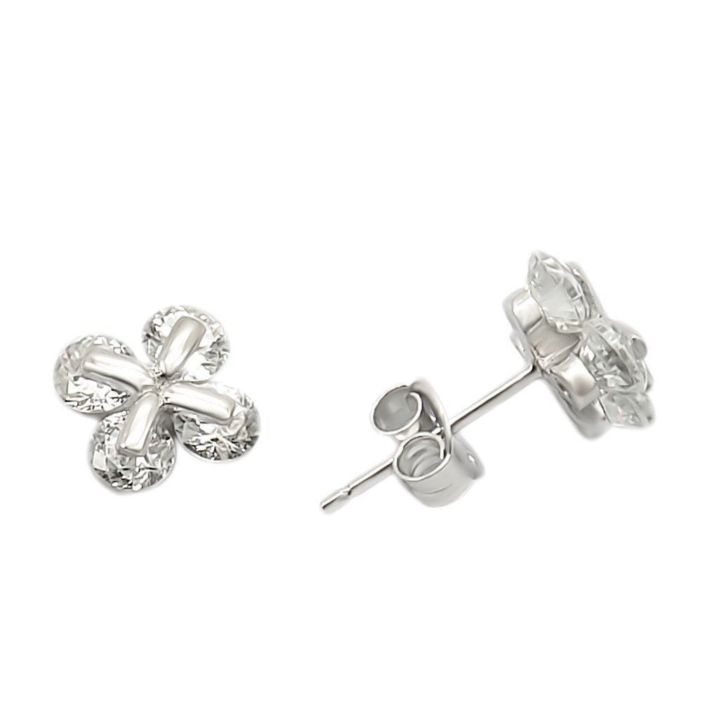 LOS305 - Rhodium 925 Sterling Silver Earrings with AAA Grade CZ  in