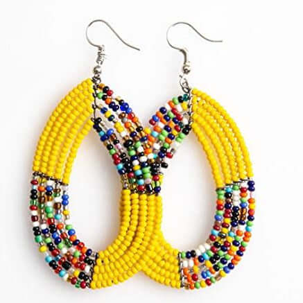 Maasai Casual Handcrafted Beaded Earrings - Yellow