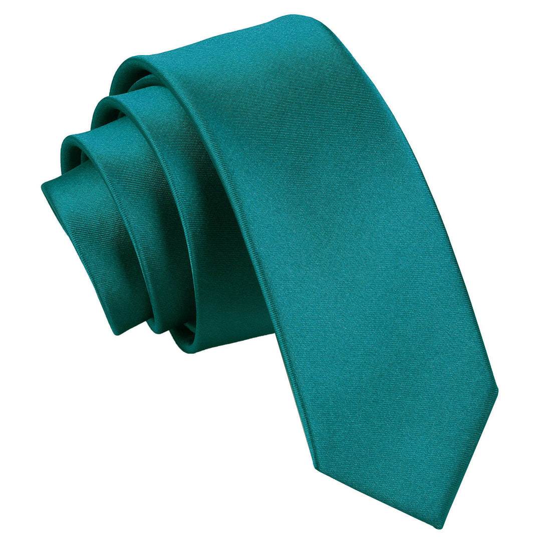 Plain Satin Skinny Tie - Teal