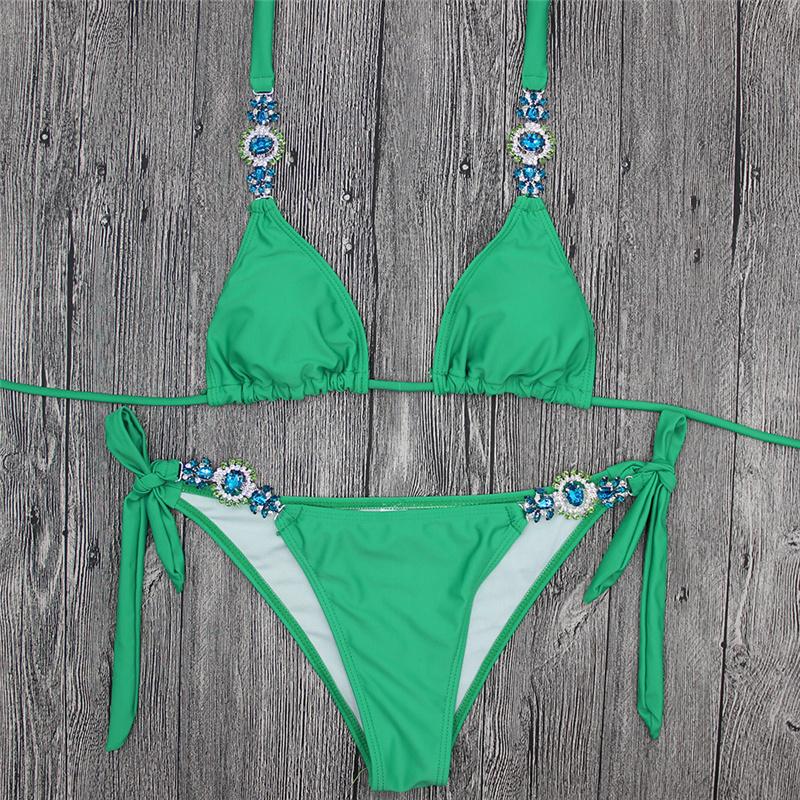 Jewel Swimsuit  Bikini Set Crystal Ornaments Swimwear Sexy Bathing