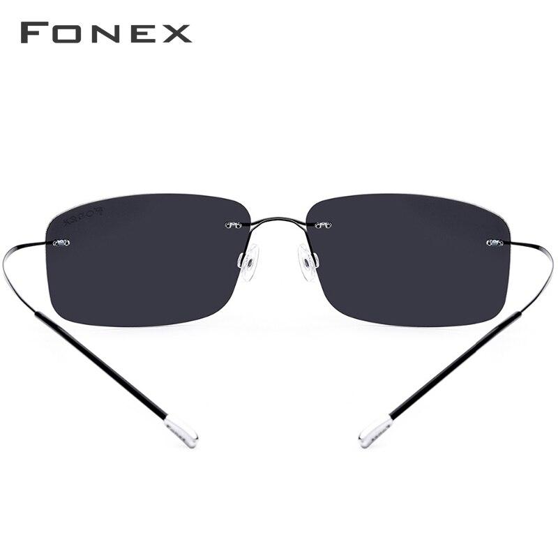 Titanium Alloy Rimless Polarized Sunglasses Men Ultralight Screwless