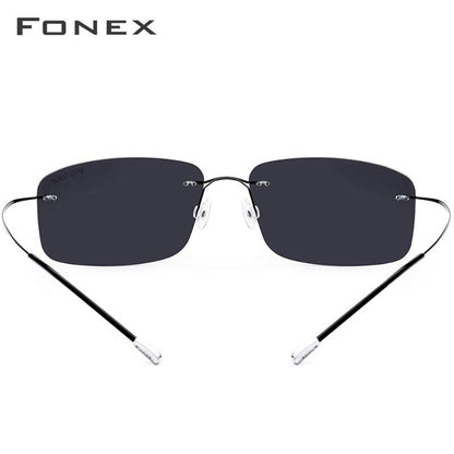 Titanium Alloy Rimless Polarized Sunglasses Men Ultralight Screwless