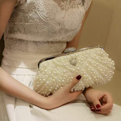 Shell women evening bags beaded wedding bridal ladies clutches chain