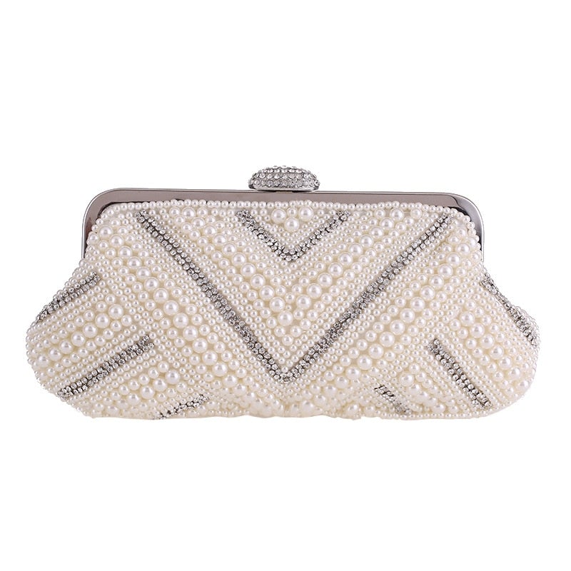 Shell women evening bags beaded wedding bridal ladies clutches chain