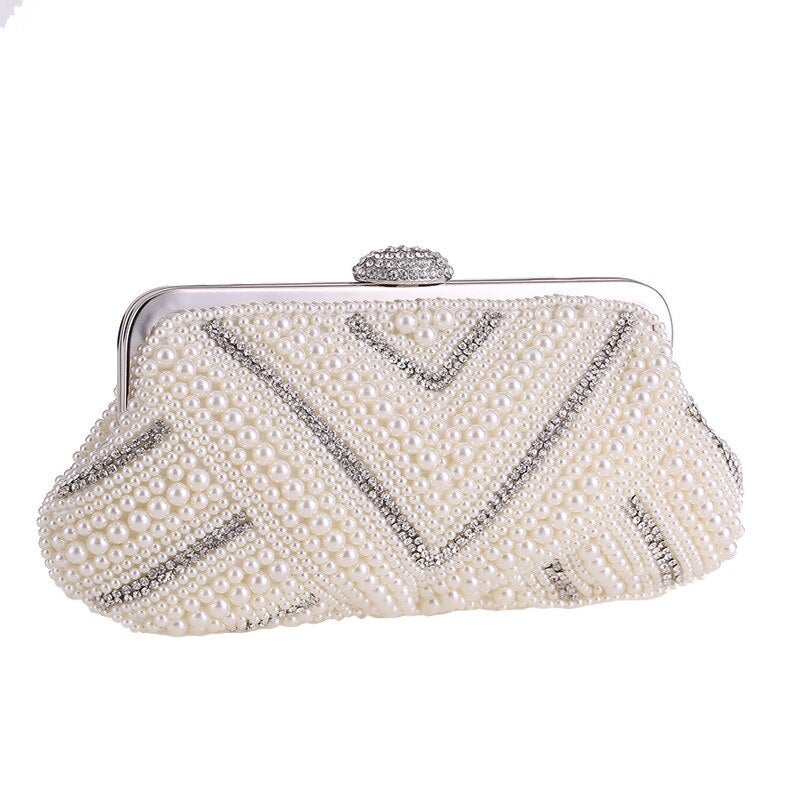 Shell women evening bags beaded wedding bridal ladies clutches chain