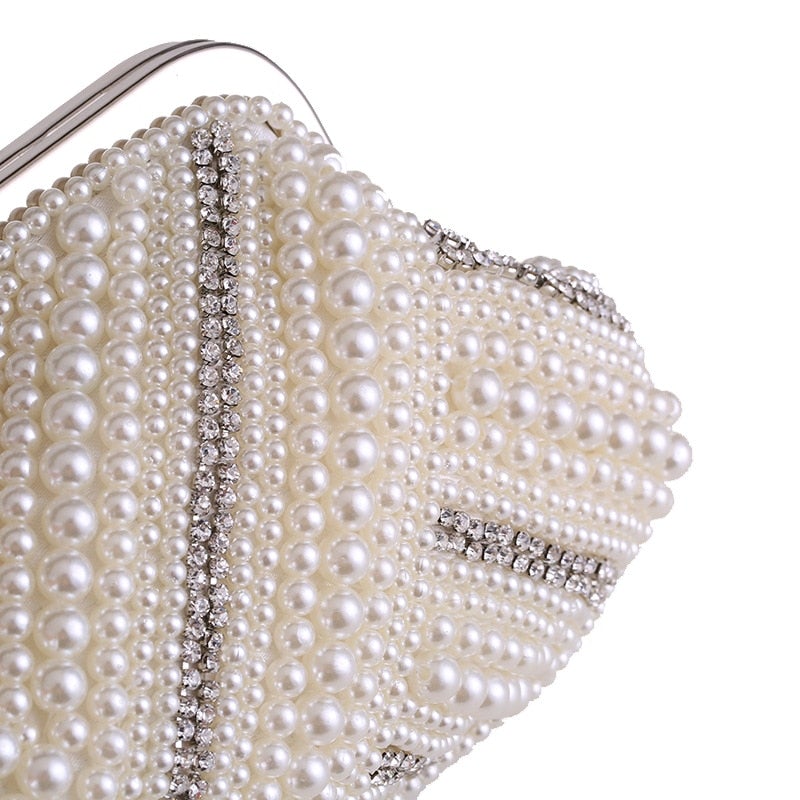 Shell women evening bags beaded wedding bridal ladies clutches chain