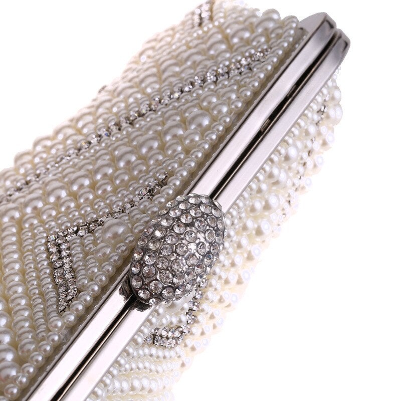 Shell women evening bags beaded wedding bridal ladies clutches chain