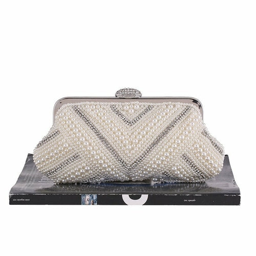 Shell women evening bags beaded wedding bridal ladies clutches chain