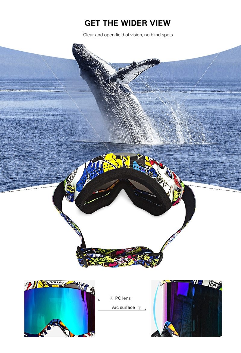 Men Ski Goggles Snow Glasses UV400 Snowmobile Snowboard Skiing