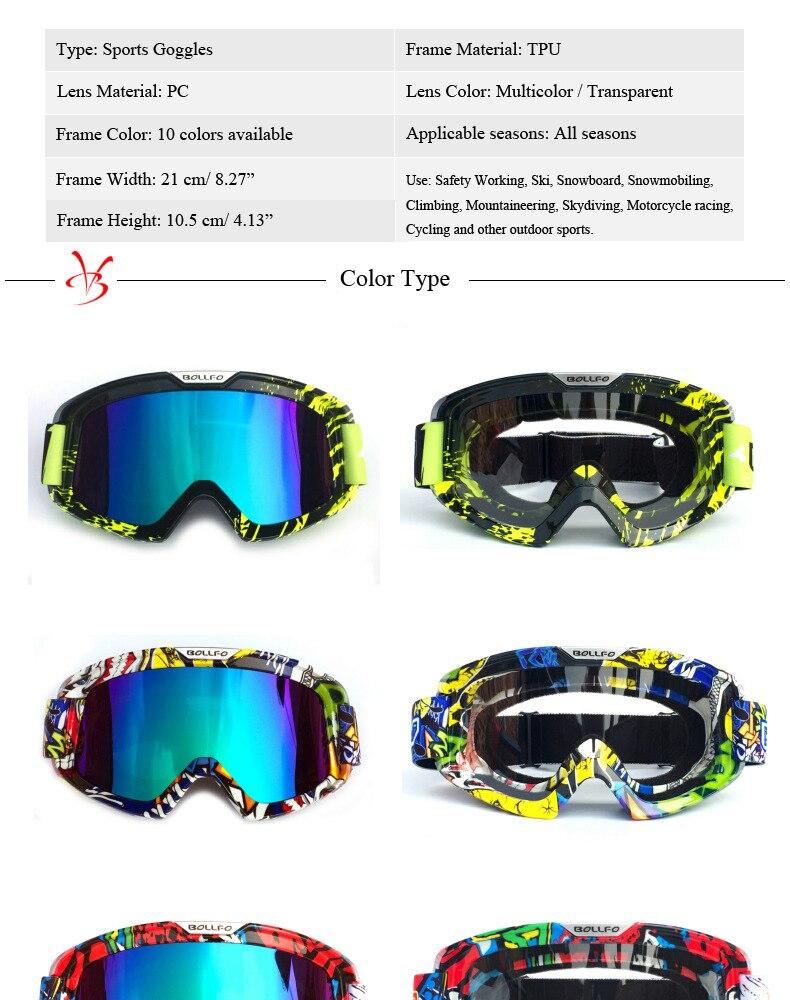 Men Ski Goggles Snow Glasses UV400 Snowmobile Snowboard Skiing