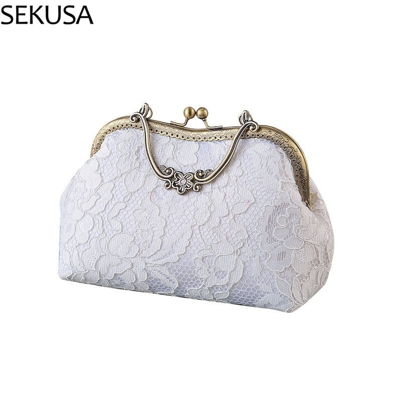 Lace Wedding Bridal Handbags With Hollo Out Style Ladies Evening Bags